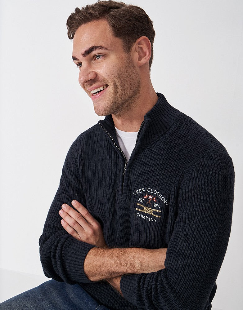 Crew Clothing Crest Embroidered Half Zip Jumper