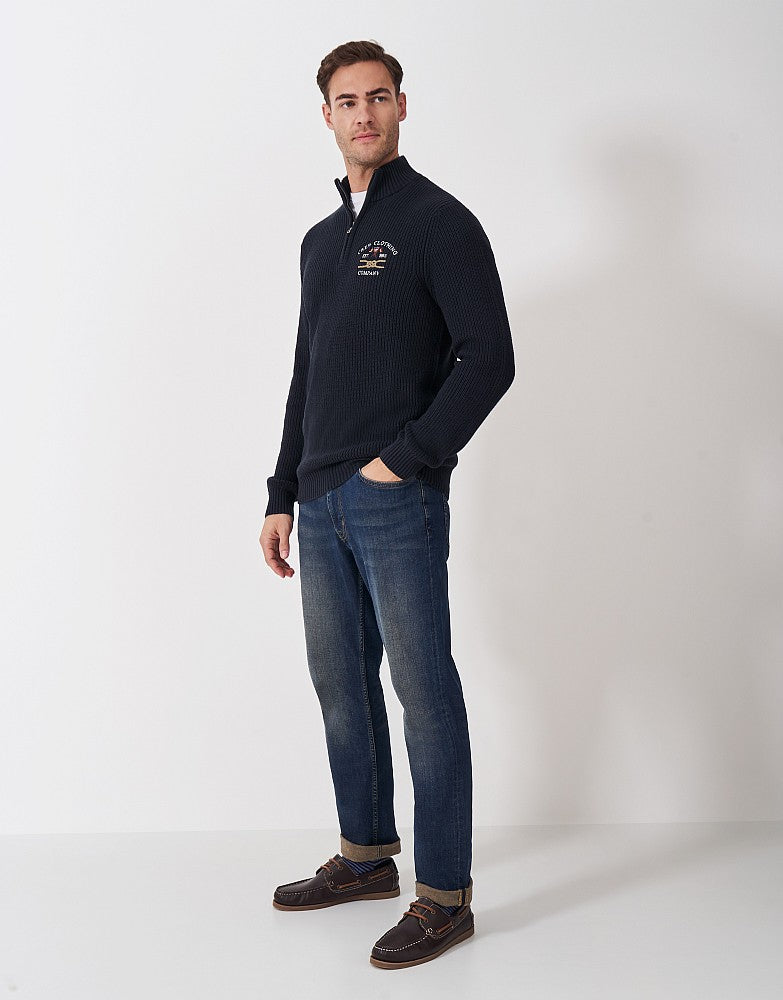Crew Clothing Crest Embroidered Half Zip Jumper