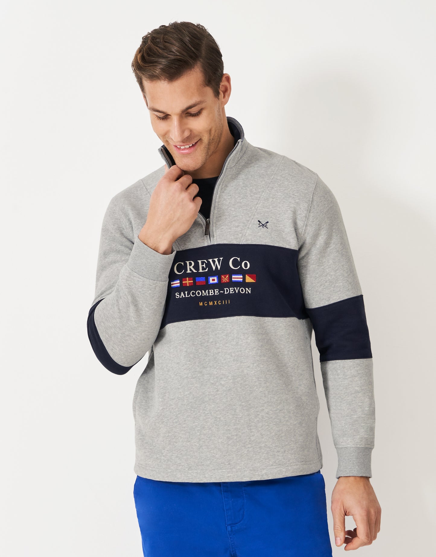 Crew Clothing Cut & Sew Graphic Half Zip Sweatshirt