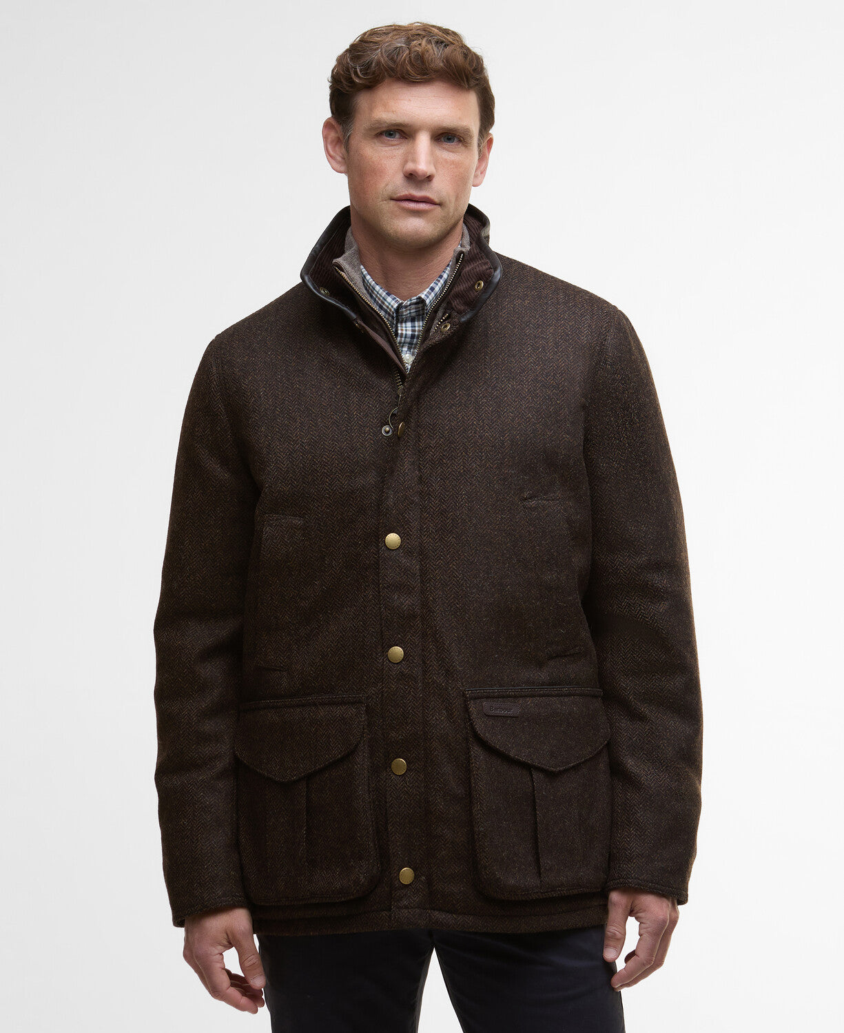 Barbour Hereford Tweed Wool Jacket in Rustic Brown