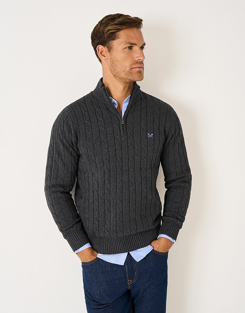 Crew Clothing Oarsman Cable Knit Half Zip Jumper