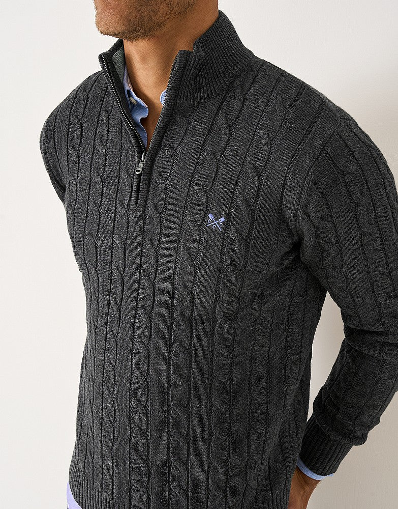 Crew Clothing Oarsman Cable Knit Half Zip Jumper