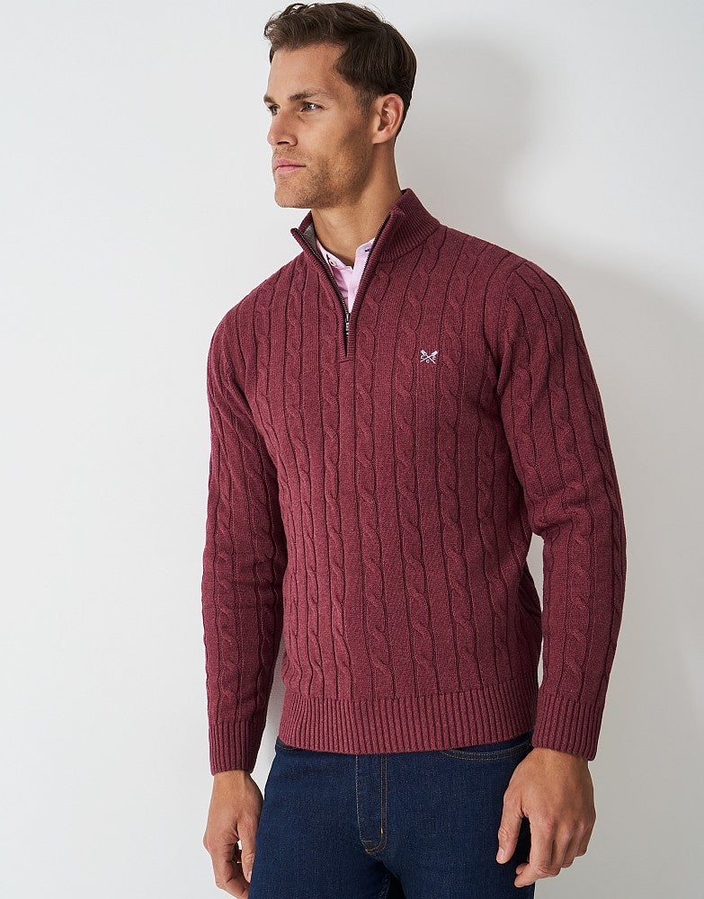 Crew Clothing Oarsman Cable Knit Half Zip Jumper