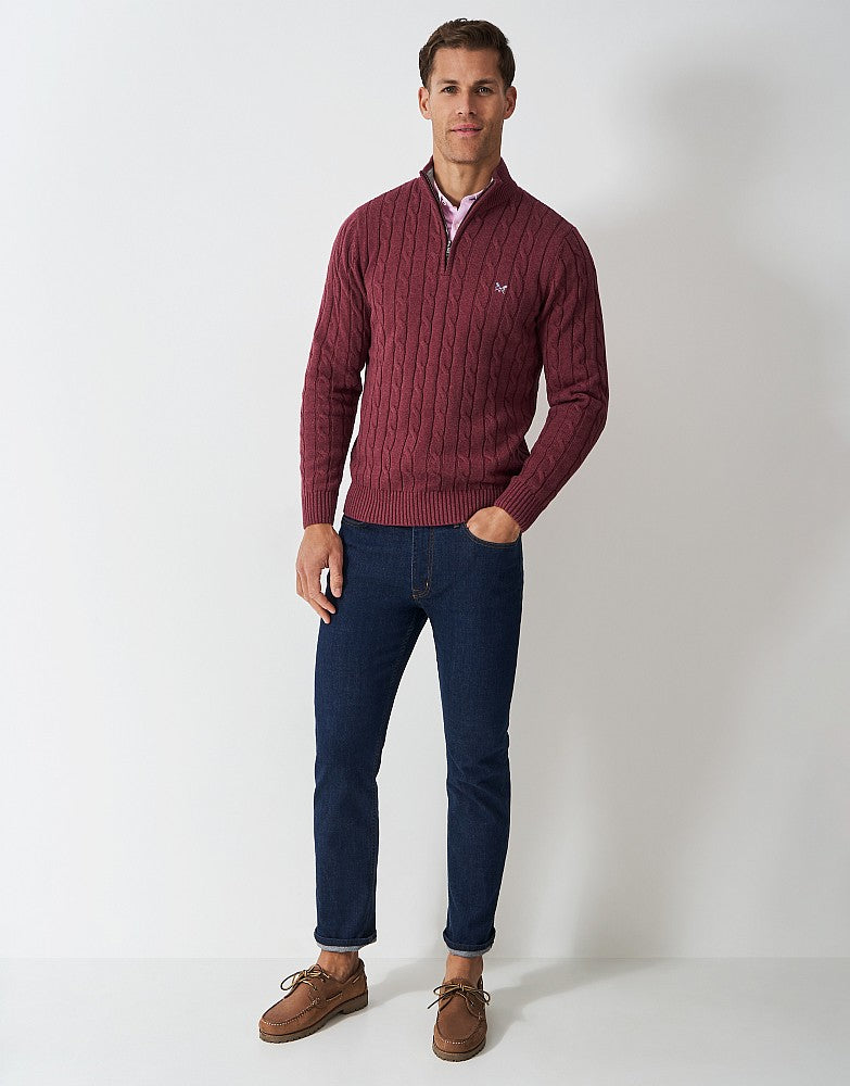 Crew Clothing Oarsman Cable Knit Half Zip Jumper