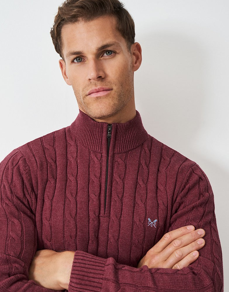 Crew Clothing Oarsman Cable Knit Half Zip Jumper