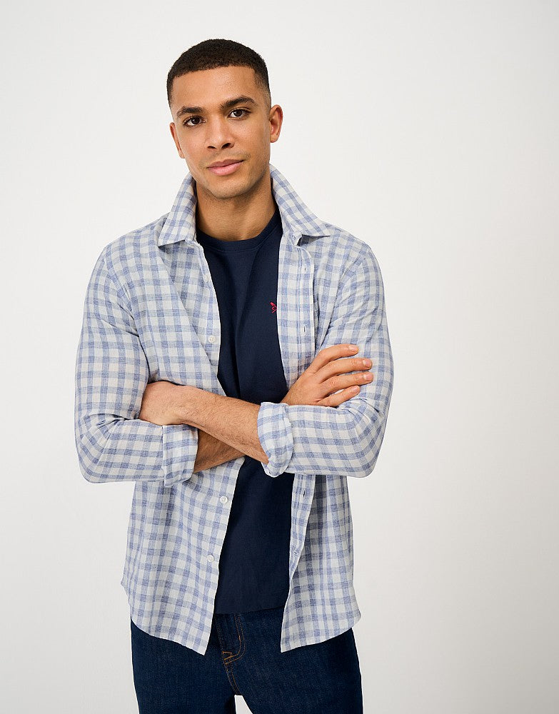 Crew Clothing Linen-Blend Checked Shirt