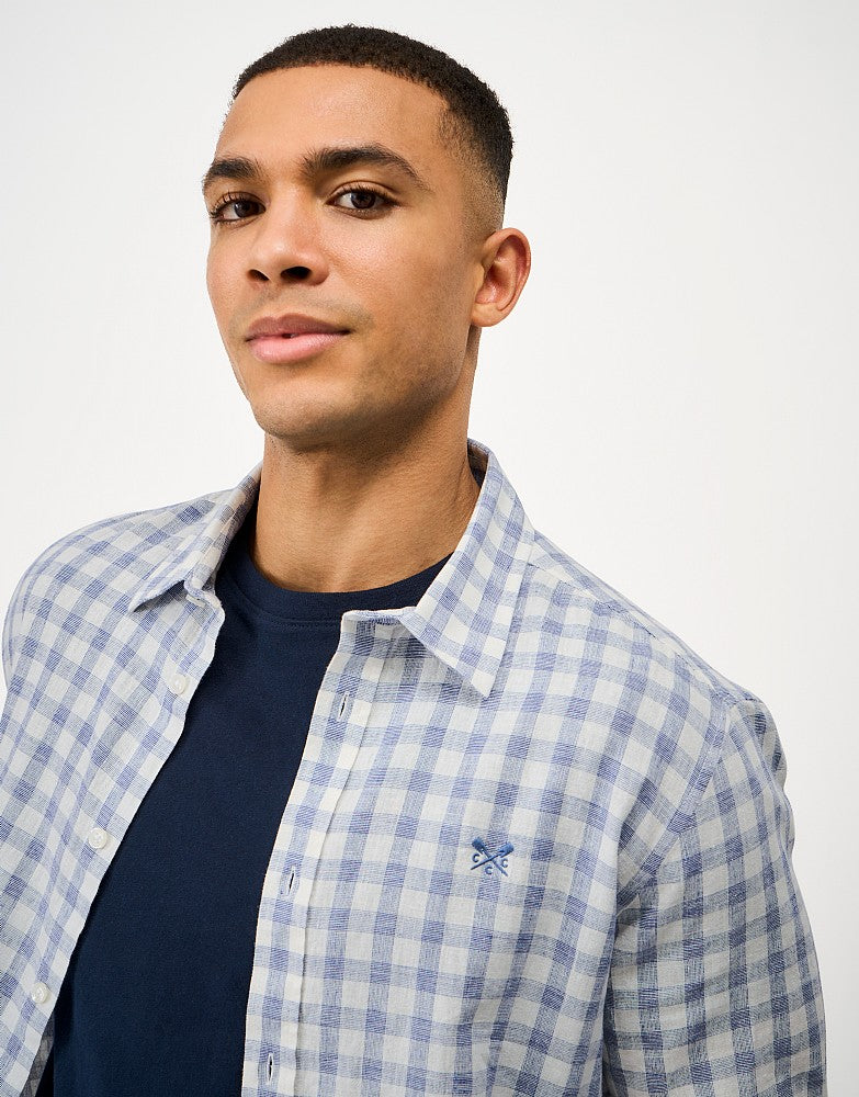 Crew Clothing Linen-Blend Checked Shirt