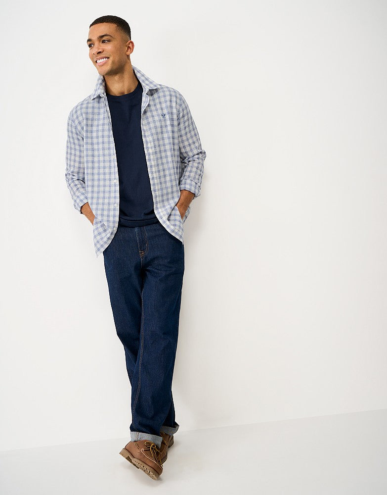 Crew Clothing Linen-Blend Checked Shirt