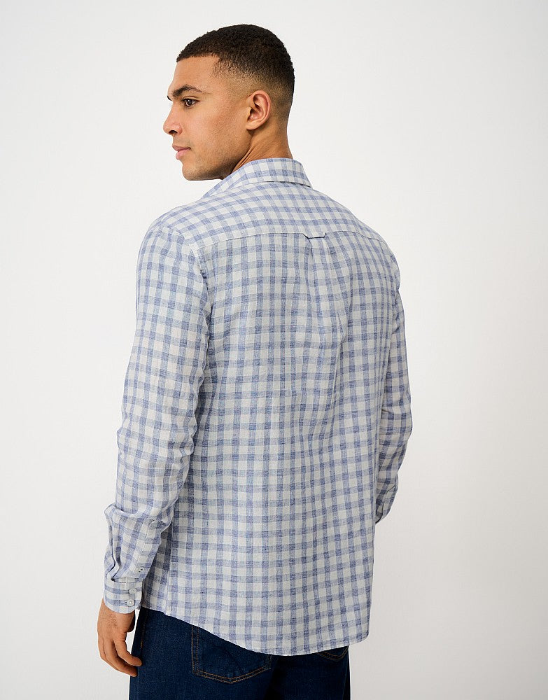 Crew Clothing Linen-Blend Checked Shirt