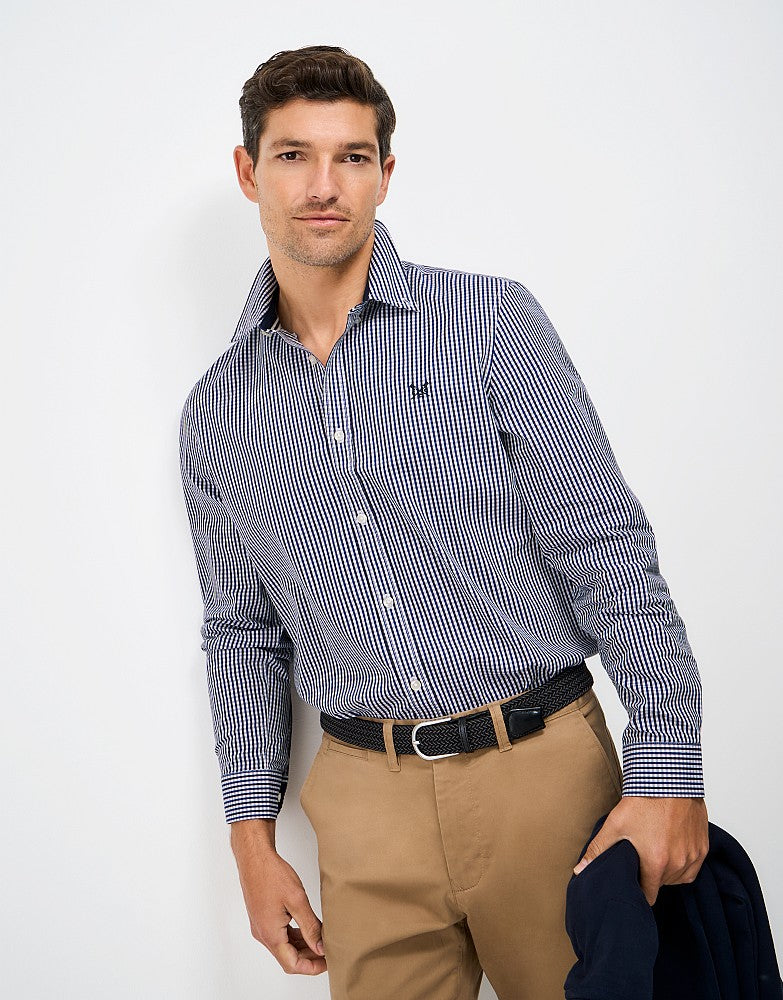 Crew Clothing Classic Fit Multi Gingham Shirt in Peacock Blue