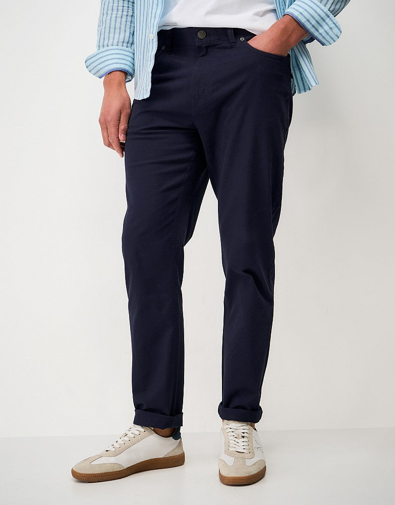 Crew Clothing Brushed Twill Slim-Fit Trousers in Navy