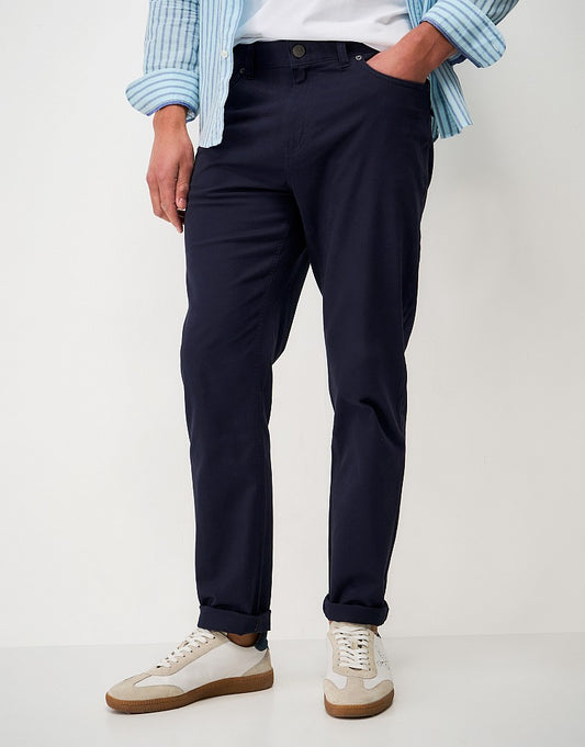 Crew Clothing Brushed Twill Slim-Fit Trousers in Navy