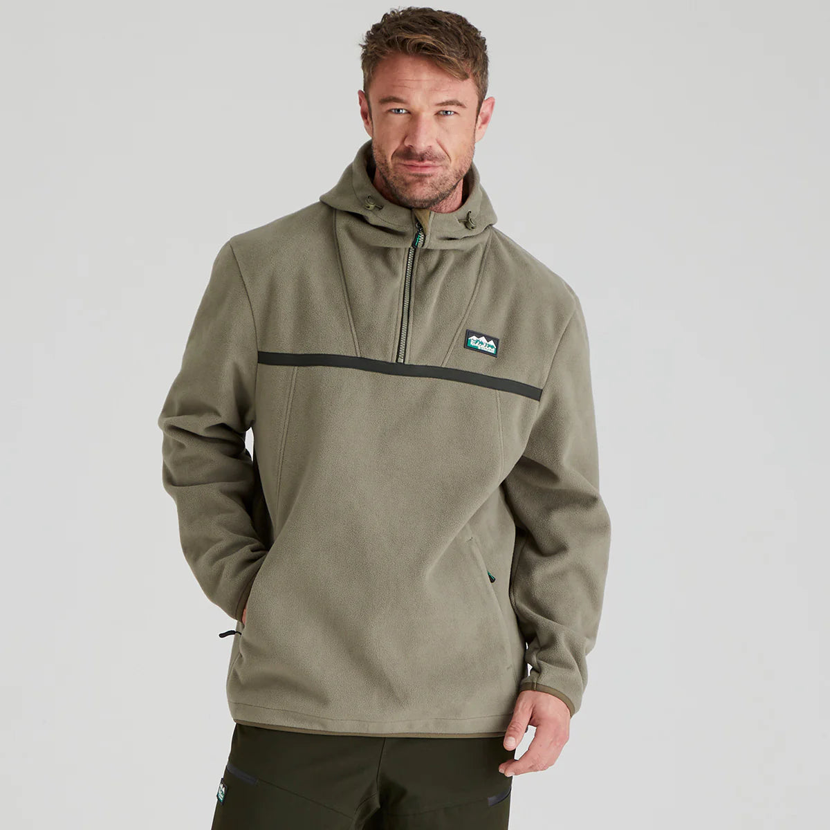 Ridgeline Kodiak Fleece Smock Hoodie in Smokey Olive