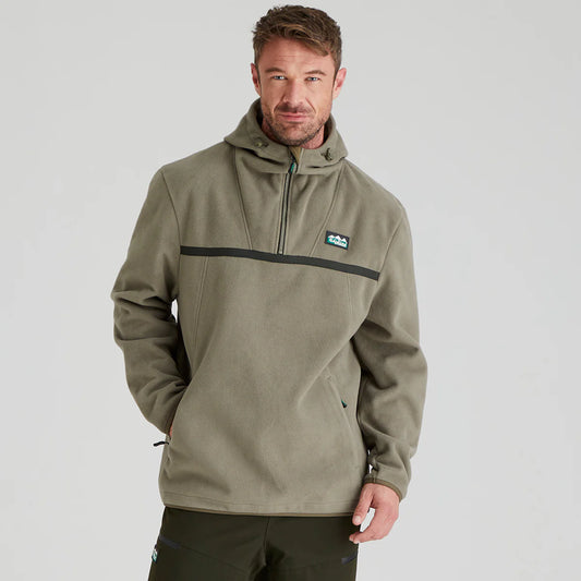 Ridgeline Kodiak Fleece Smock Hoodie in Smokey Olive