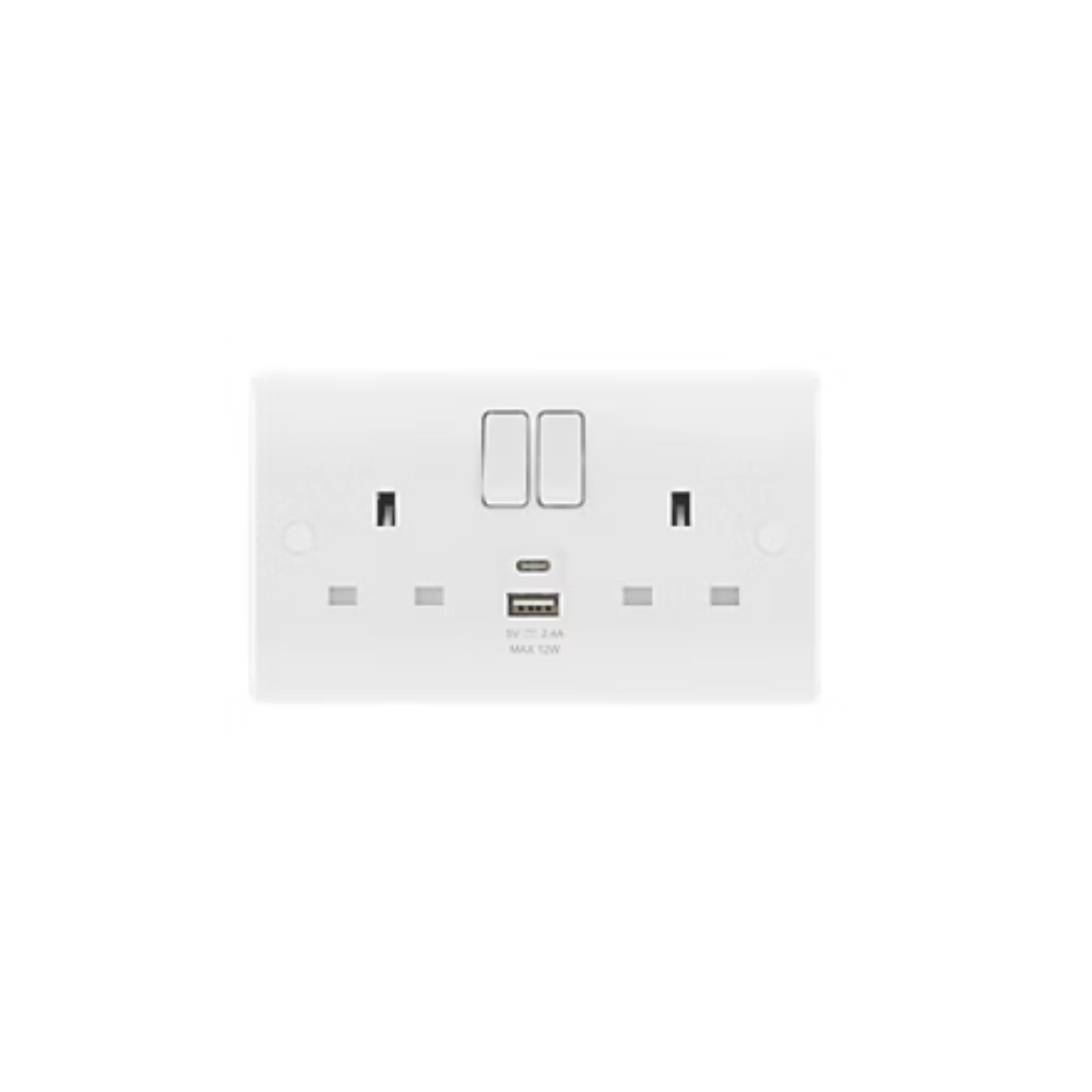 Masterplug Switched Socket 2 Gang + USB A + C