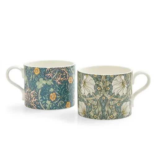 Morris & Co Seaweed Teal & Pimpernel Privat Set of 2 Mugs