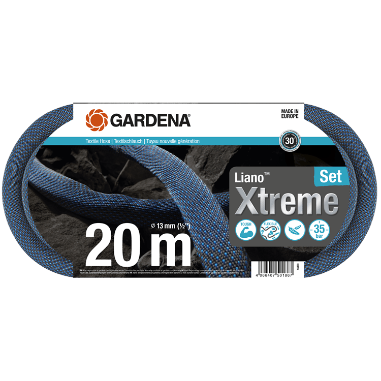Gardena Liano Xtreme Textile Hose 13mm (1/2") 20m Set