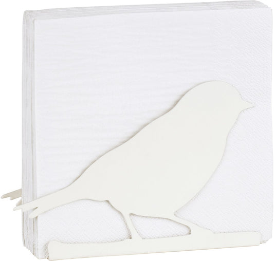 IHR Bird Silhouette White Metal Napkin Holder