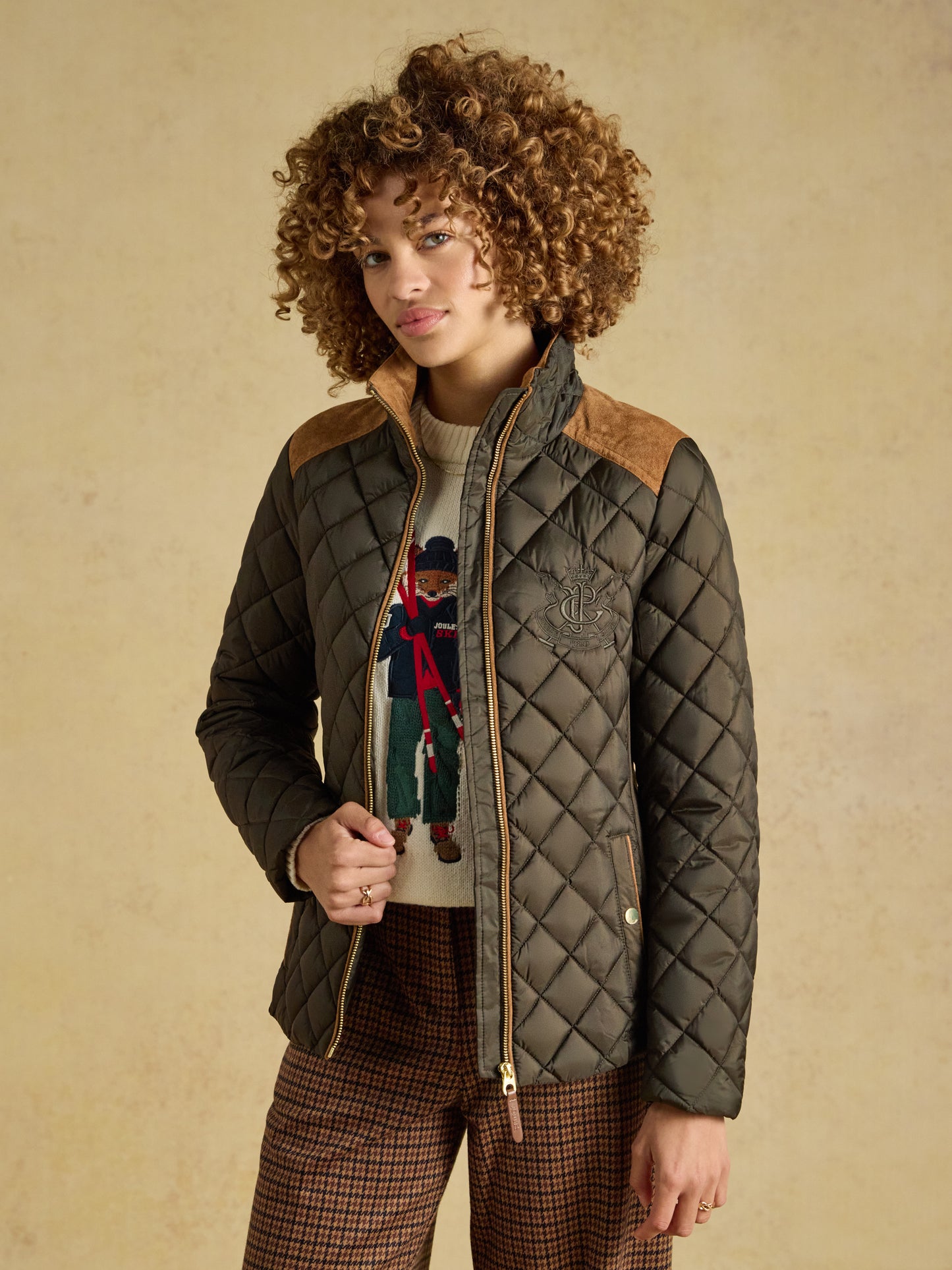 Joules Braemar Luxe Showerproof Diamond Quilted Coat