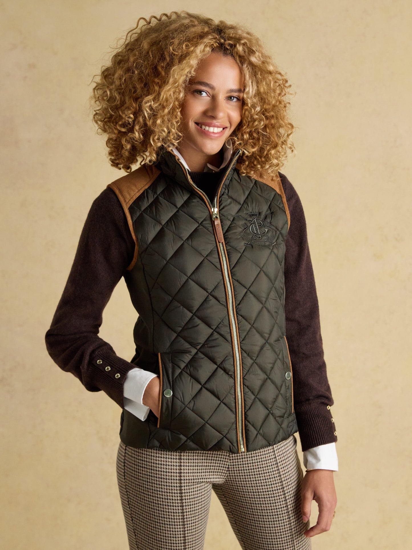 Joules Braemar Luxe Showerproof Diamond Quiled Gilet