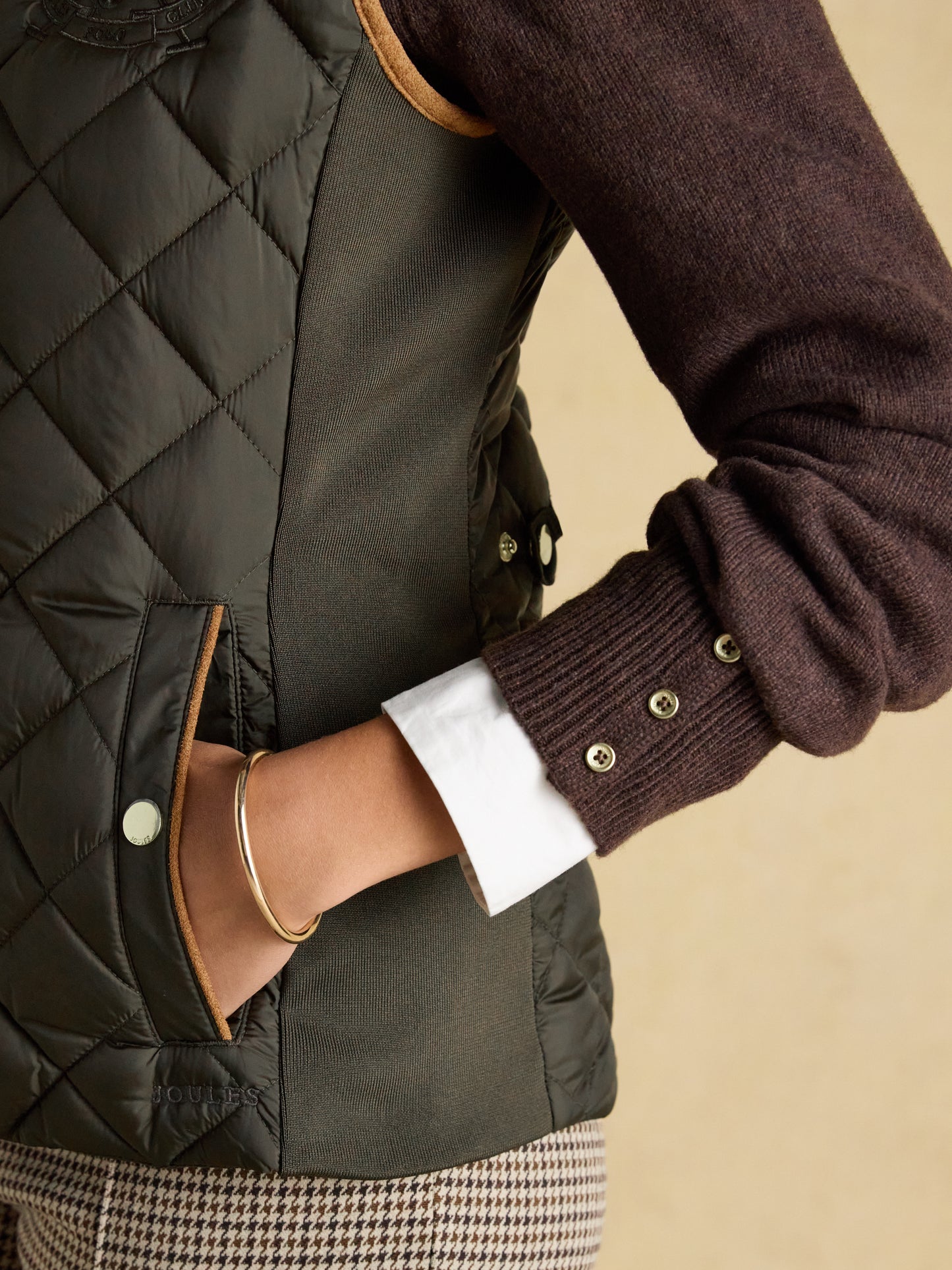 Joules Braemar Luxe Showerproof Diamond Quiled Gilet