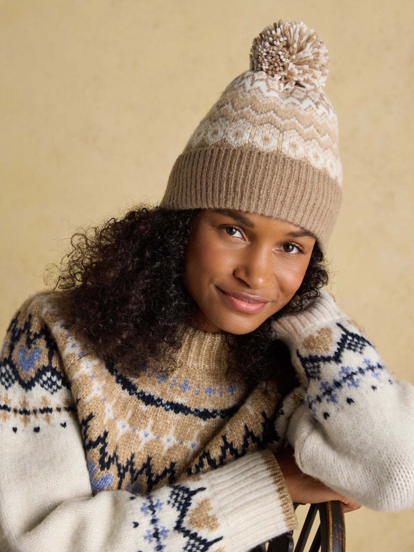 Joules Kara Fairisle Bobble Hat