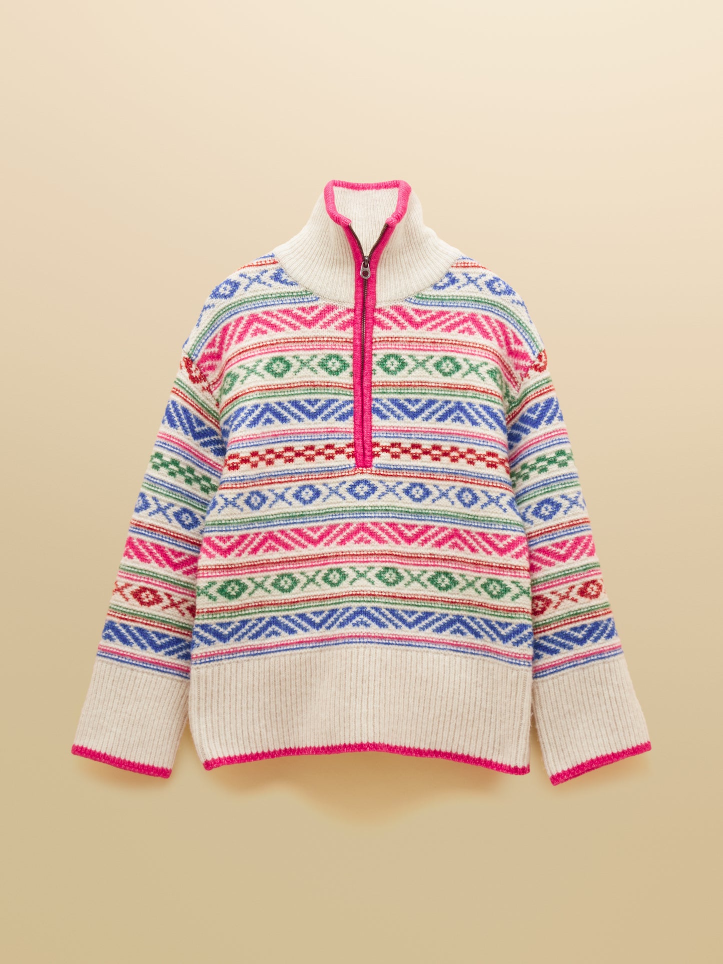 Joules Allaway Fair Isle Quarter Zip Knitted Jumper