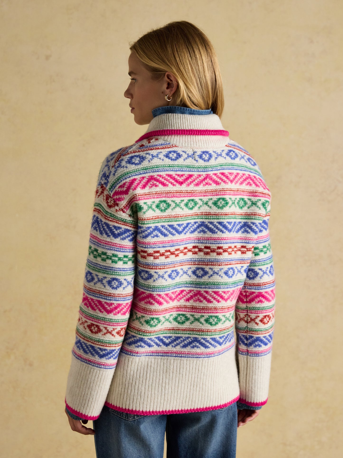 Joules Allaway Fair Isle Quarter Zip Knitted Jumper