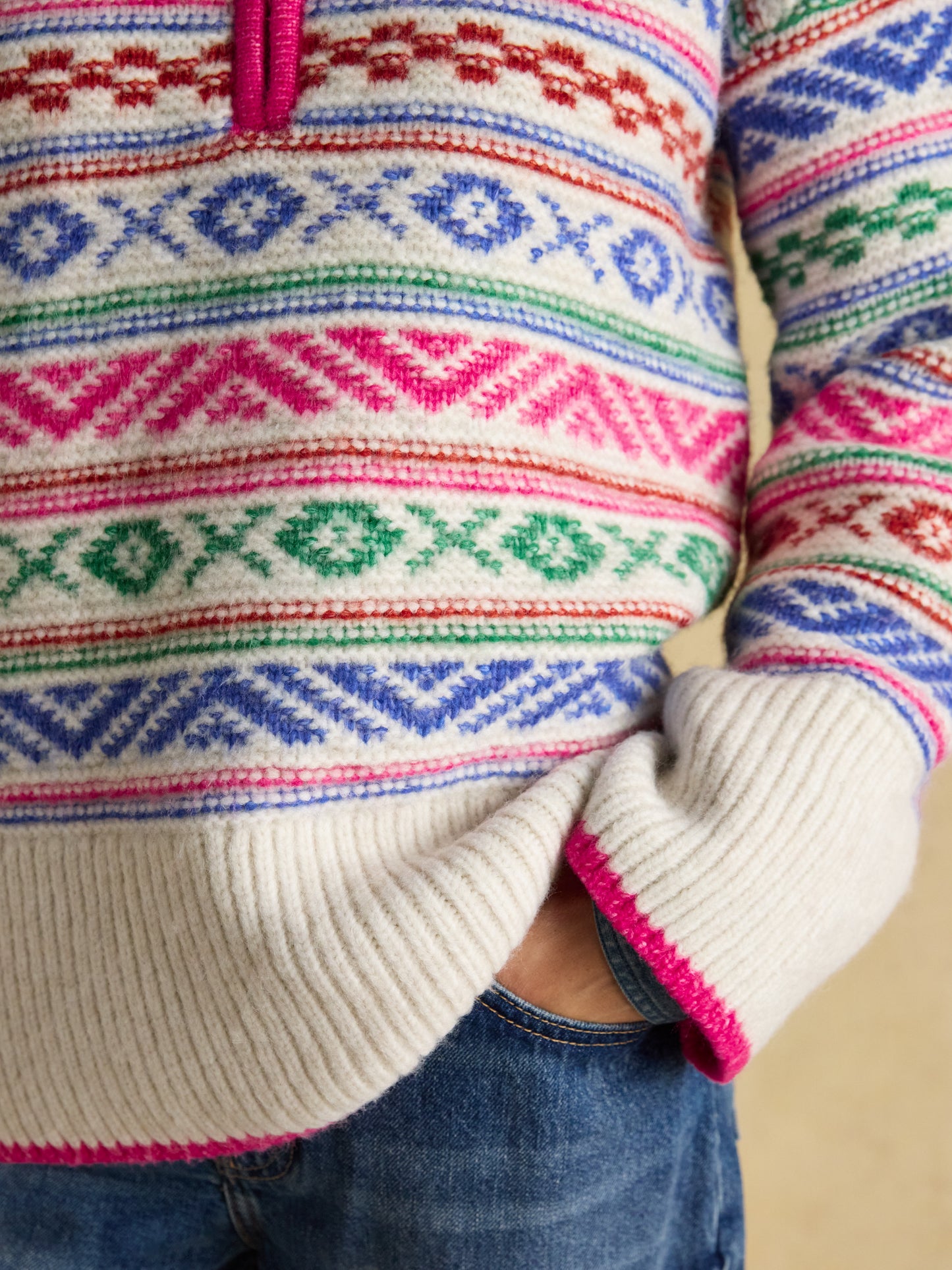 Joules Allaway Fair Isle Quarter Zip Knitted Jumper
