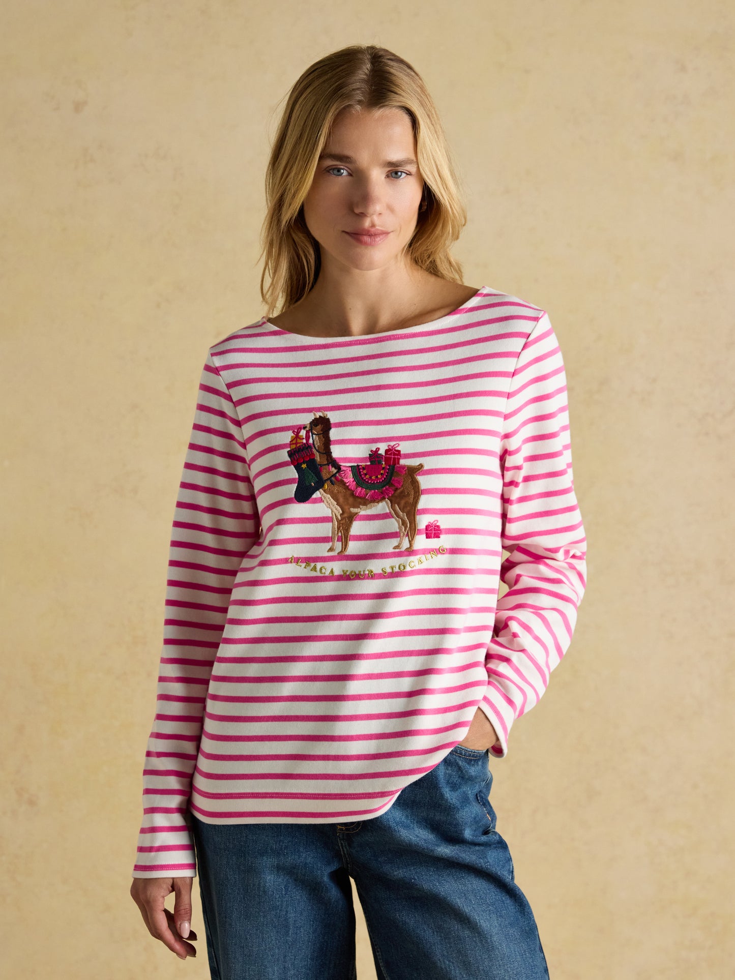 Joules Festive Harbour Boat Neck Top