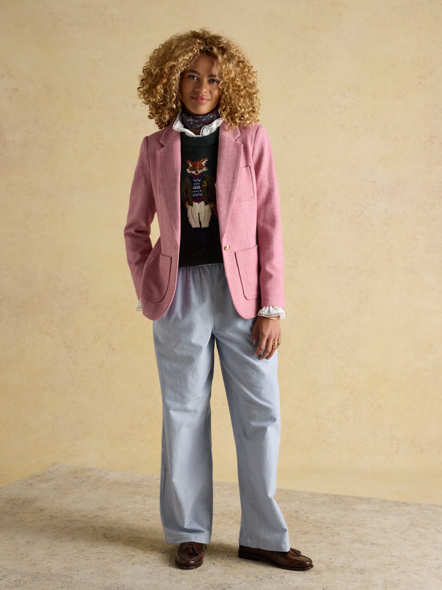 Joules Albury Herringbone Jersey Tweed Blazer