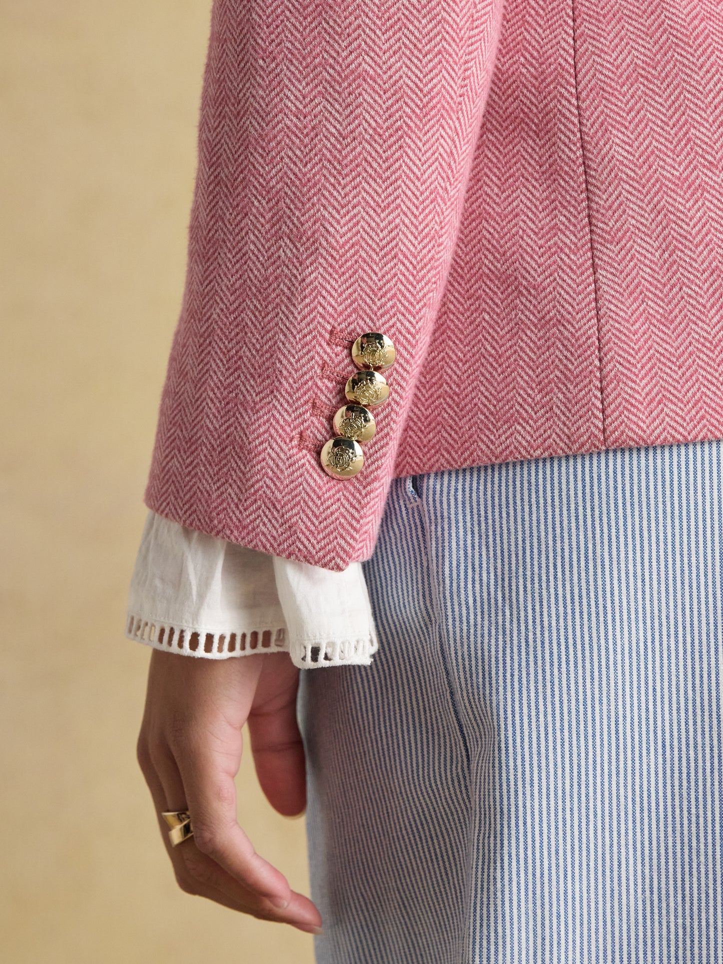 Joules Albury Herringbone Jersey Tweed Blazer