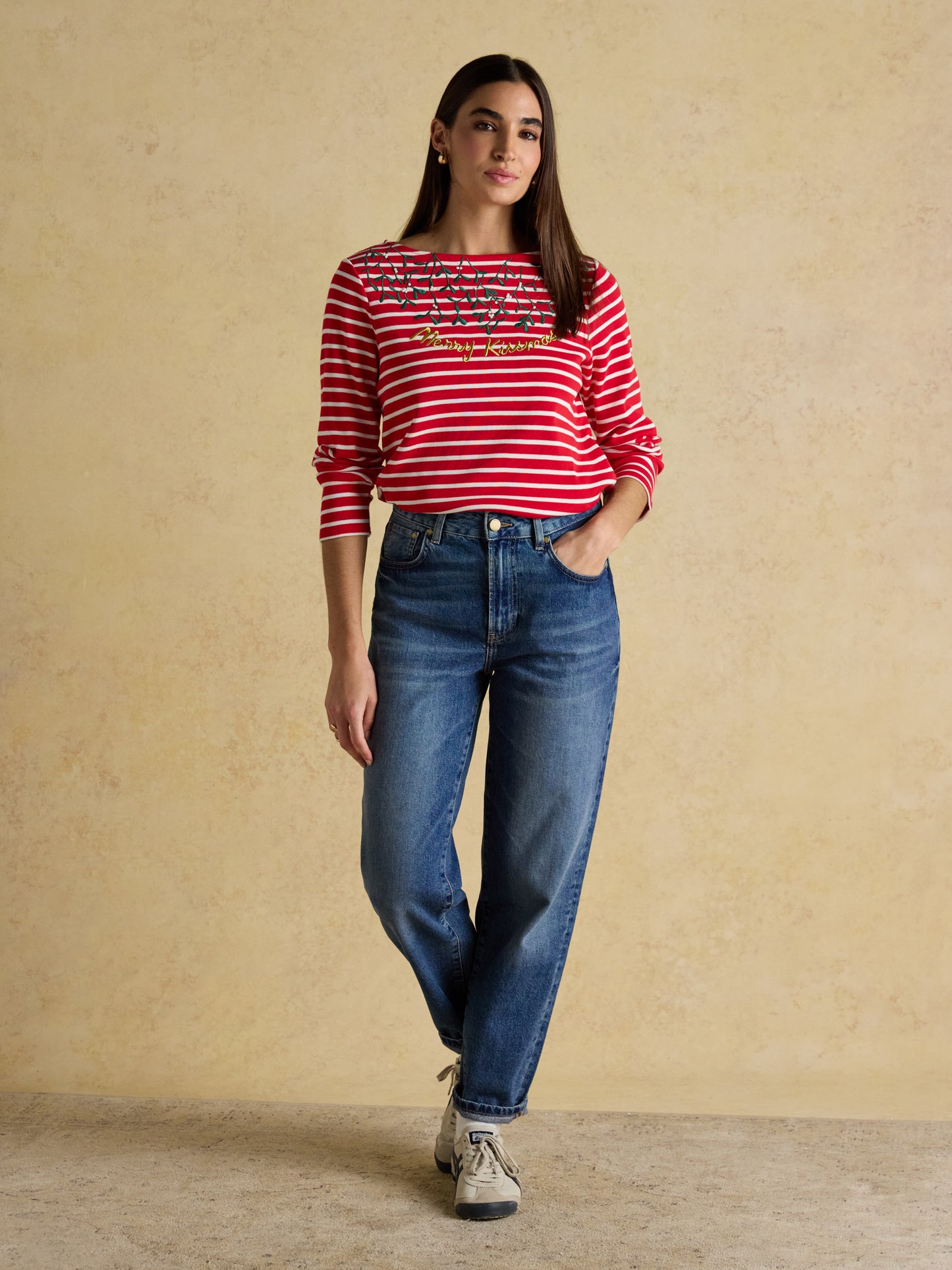 Joules Festive Harbour Boat Neck Top