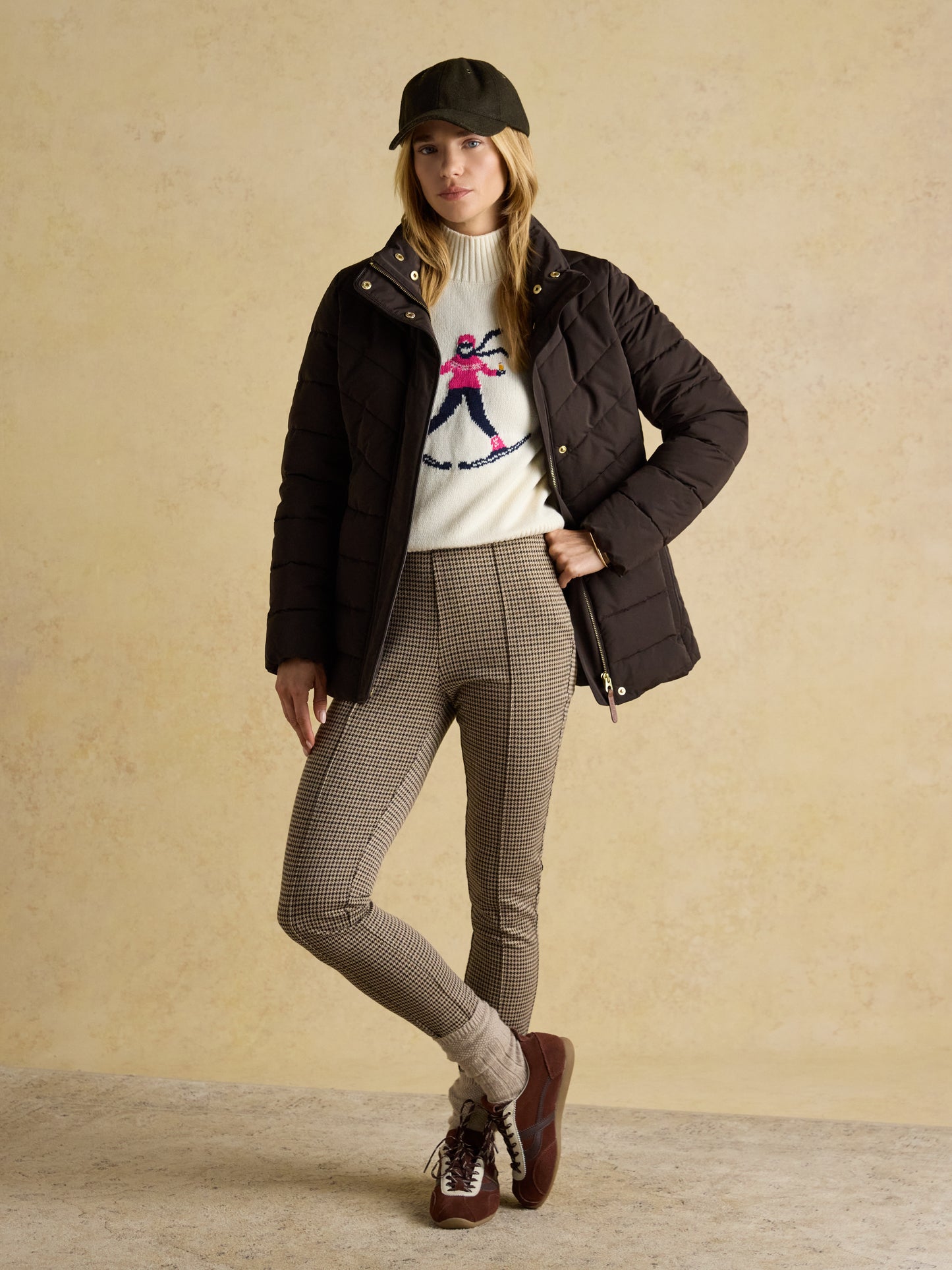 Joules Aspen Showerproof Padded Jacket with Faux Fur Hood