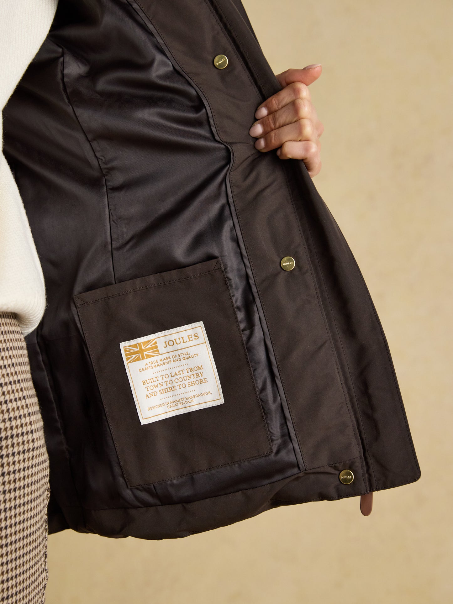 Joules Aspen Showerproof Padded Jacket with Faux Fur Hood