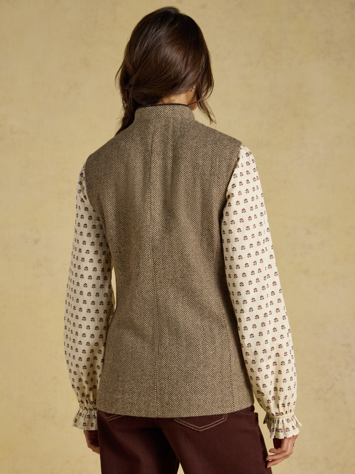 Joules Womens Tweed Wool Blend Nehru Collar Gilet