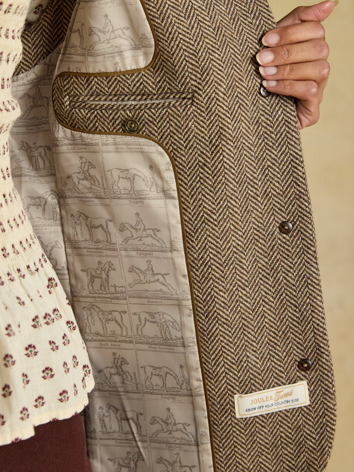 Joules Womens Tweed Wool Blend Nehru Collar Gilet