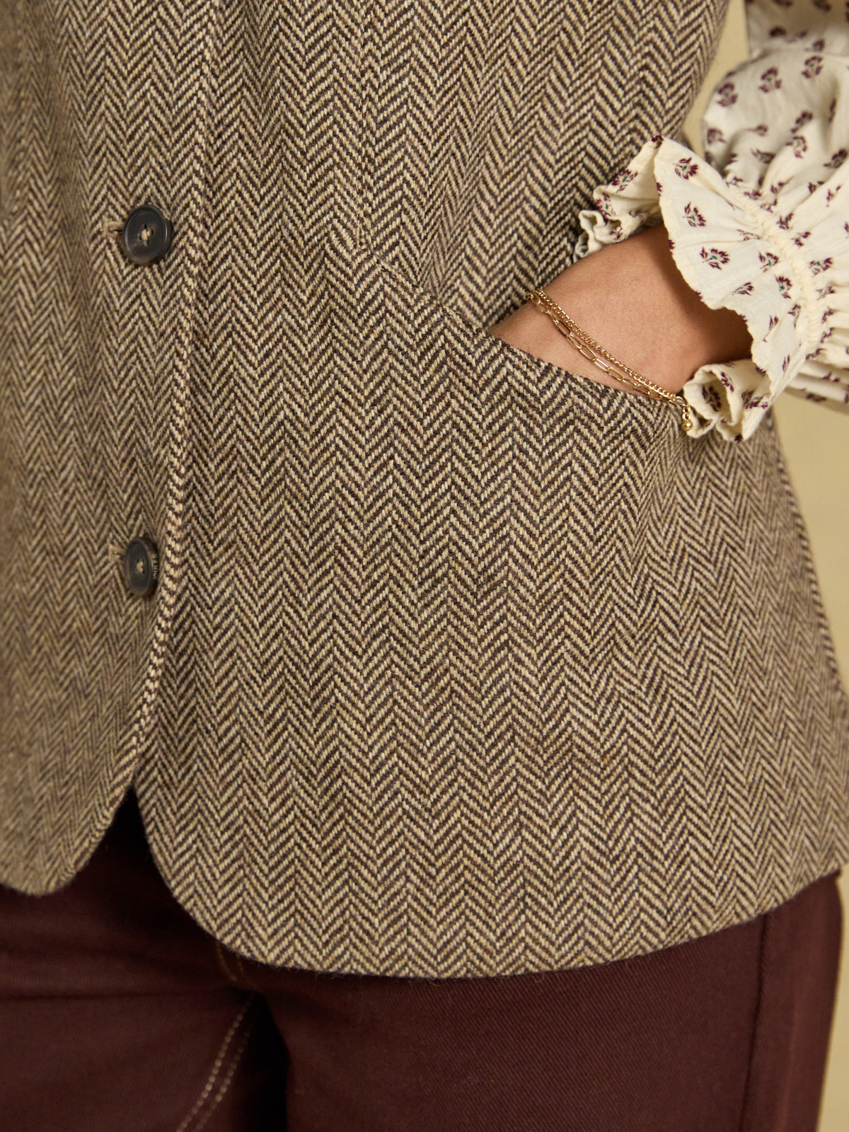 Joules Womens Tweed Wool Blend Nehru Collar Gilet
