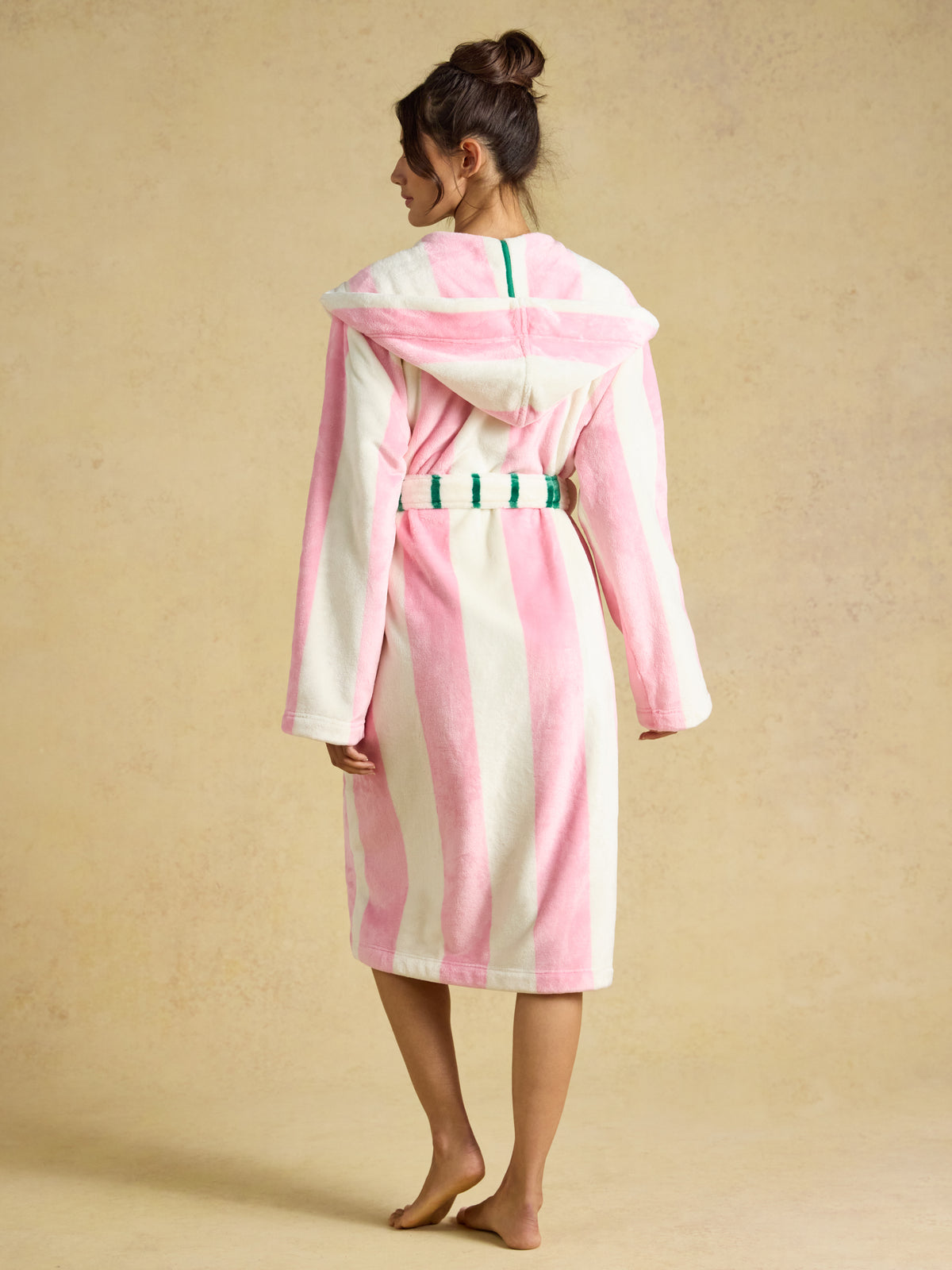 Joules Womens Luna Lightweight Hooded Fleece Dressing Gown