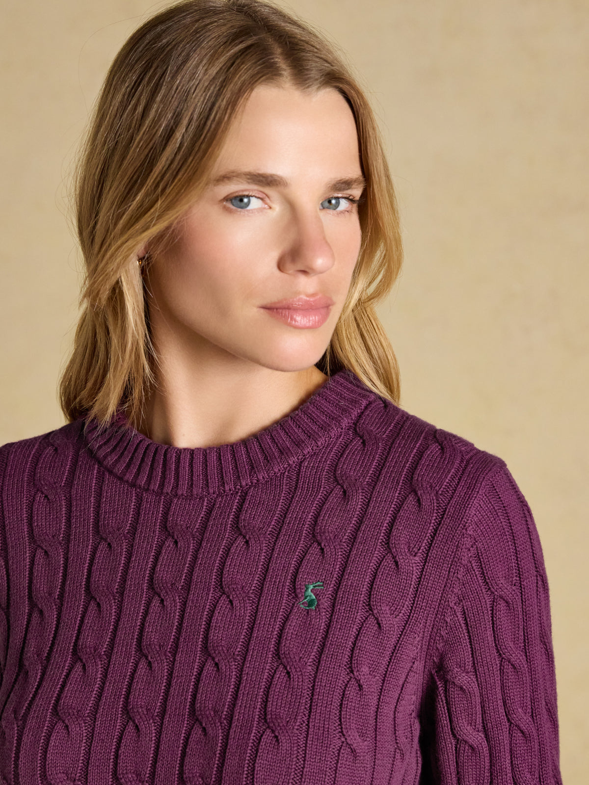 Joules Classic Crew Neck Cotton Cable Knit Jumper