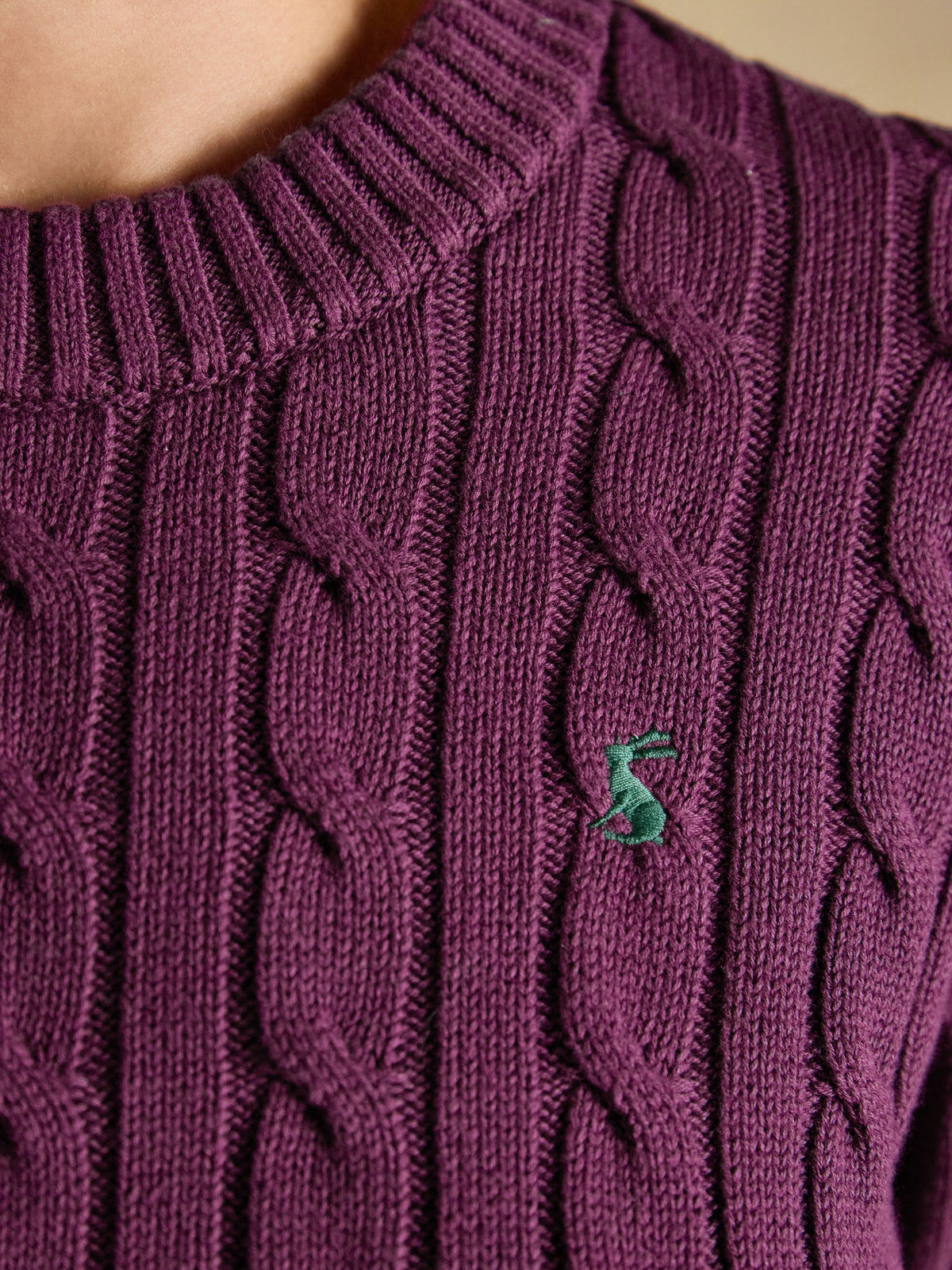 Joules Classic Crew Neck Cotton Cable Knit Jumper