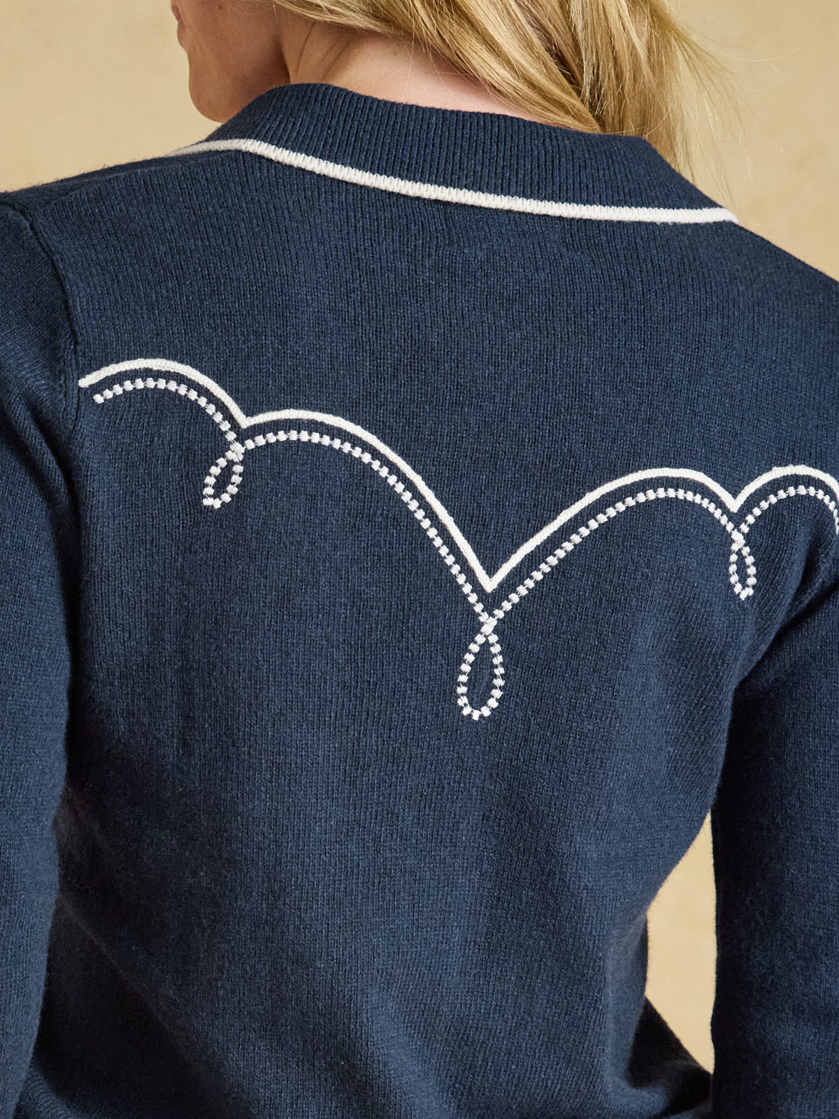 Joules Western Embroidered Collared Knitted Jumper