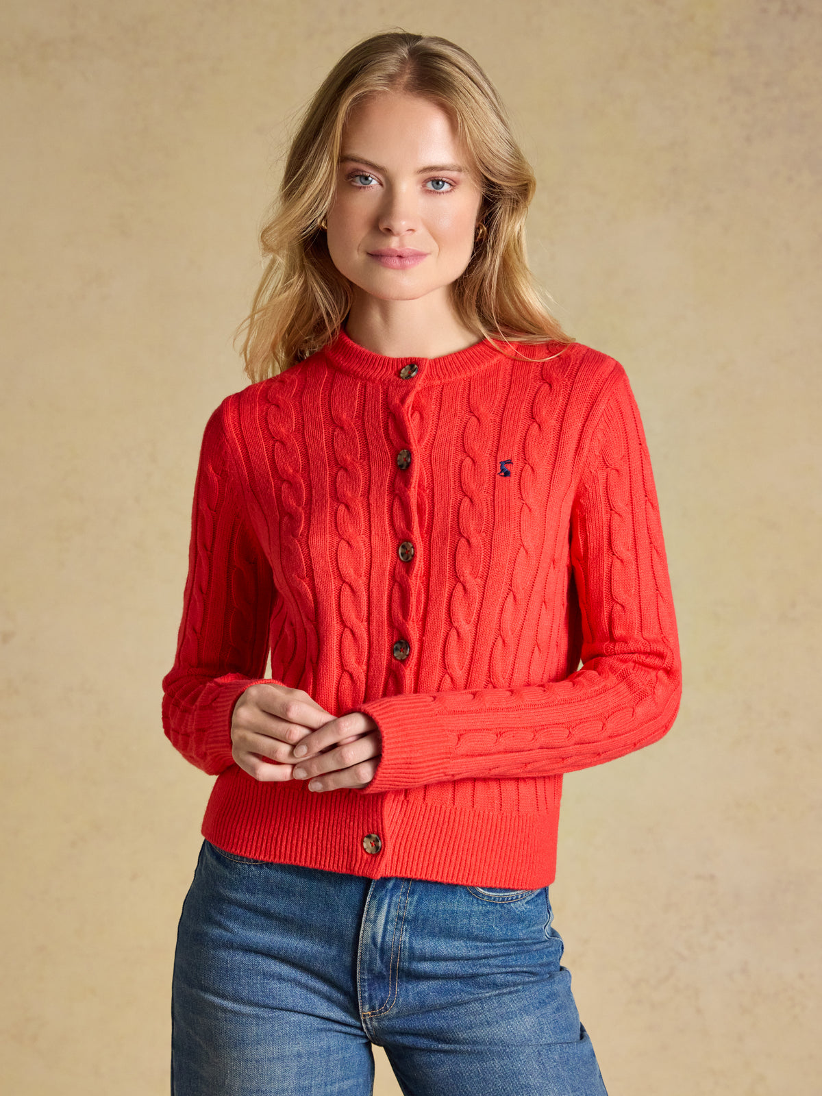Joules Cable Knit Button Up Cardigan