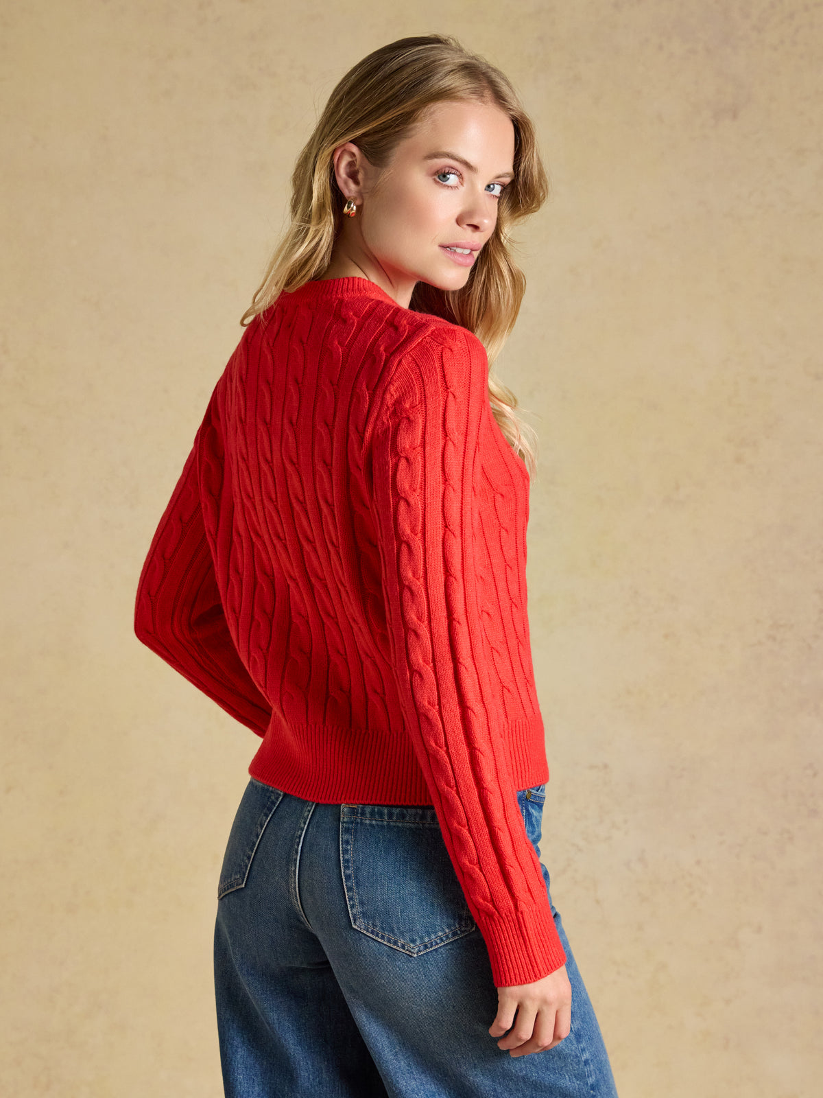 Joules Cable Knit Button Up Cardigan
