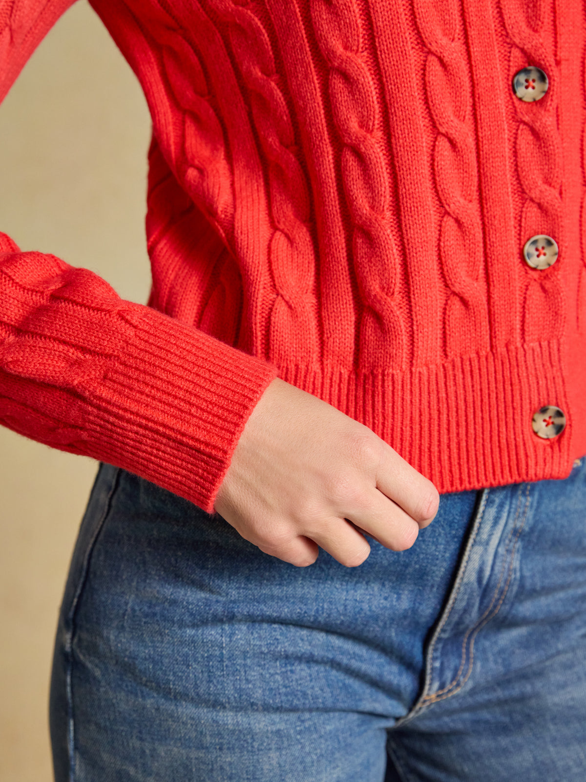 Joules Cable Knit Button Up Cardigan
