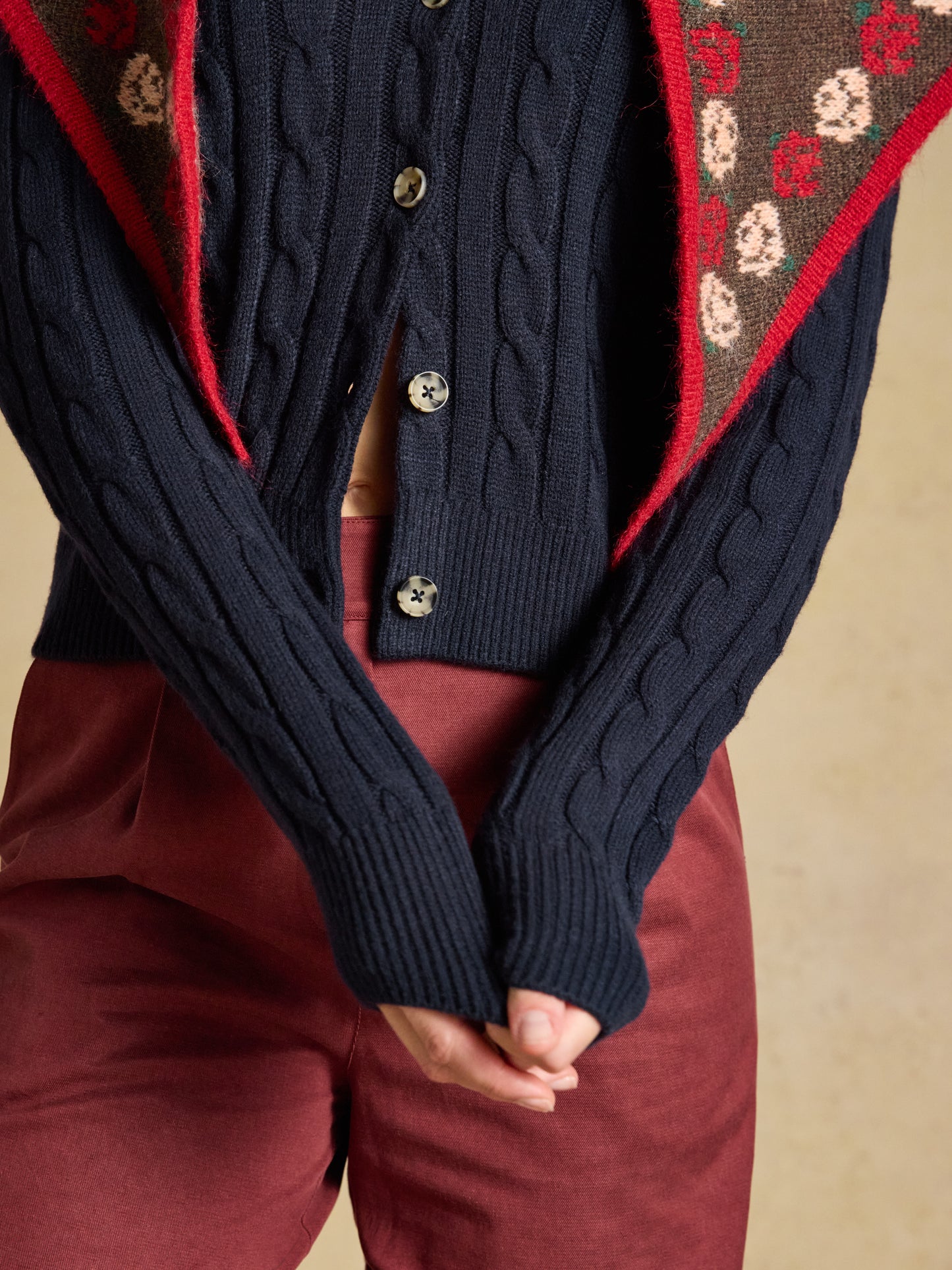 Joules Cable Knit Button Up Cardigan