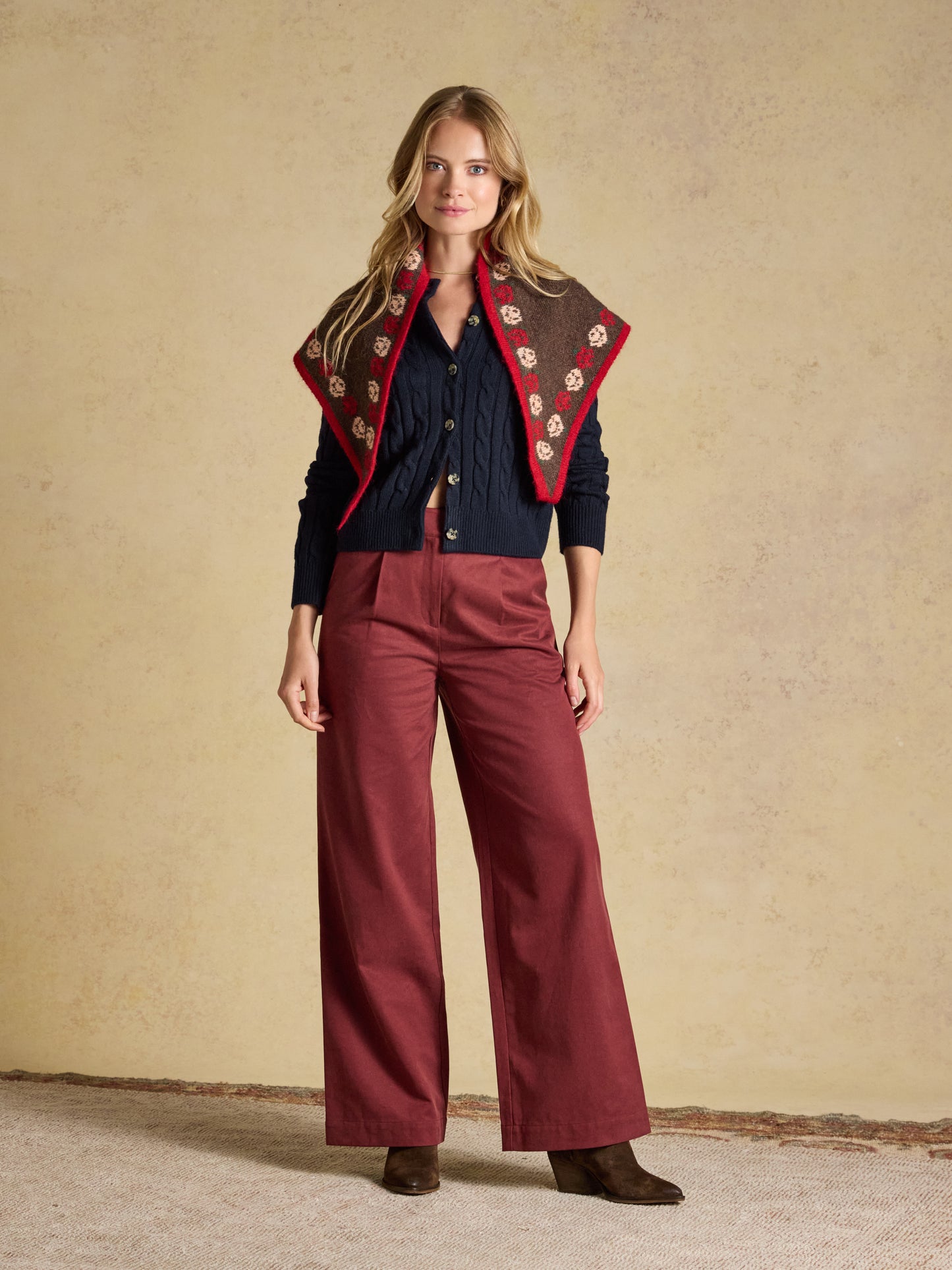 Joules Cable Knit Button Up Cardigan