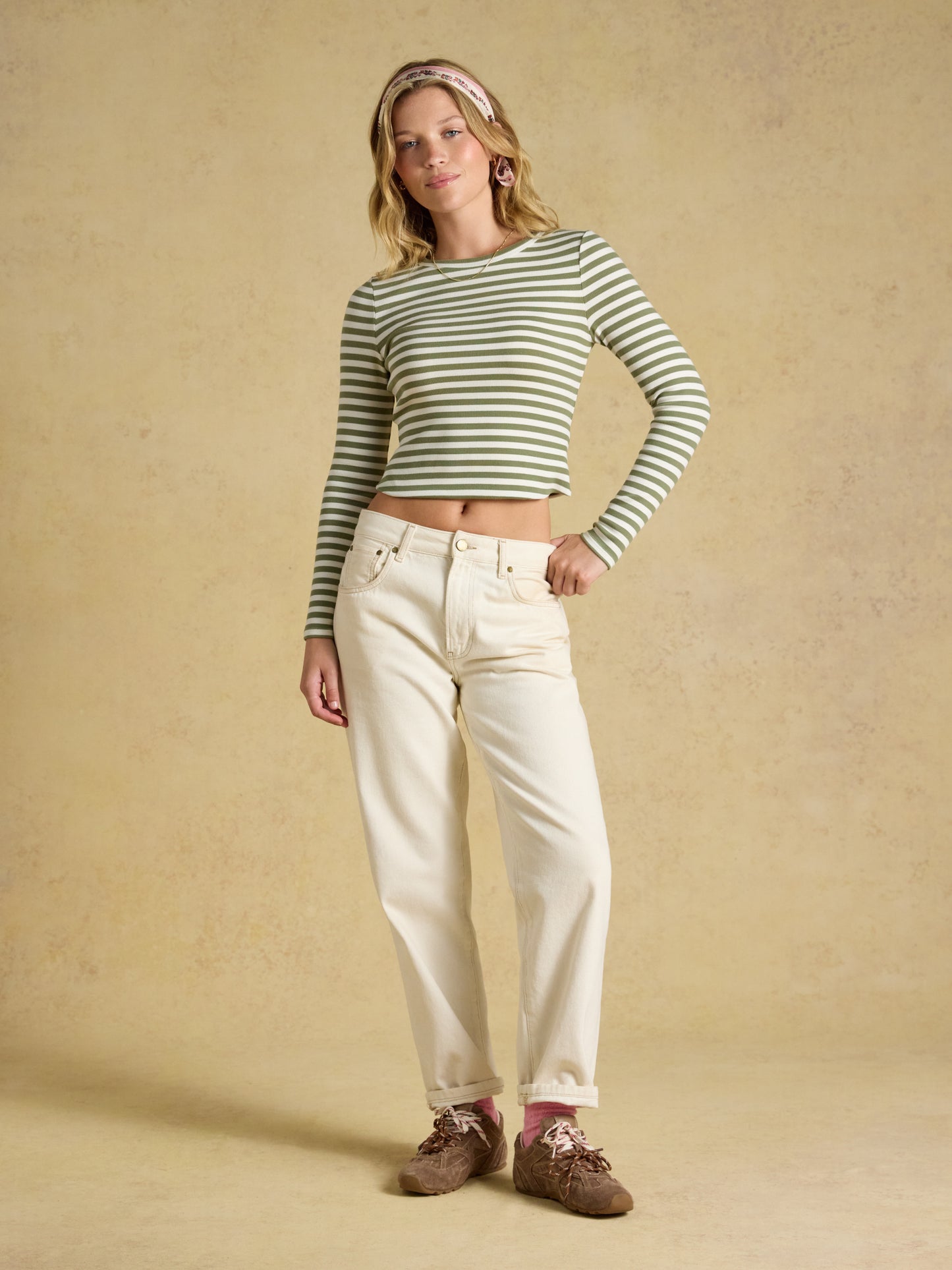 Joules Sophie Long Sleeve Ribbed Fitted Top
