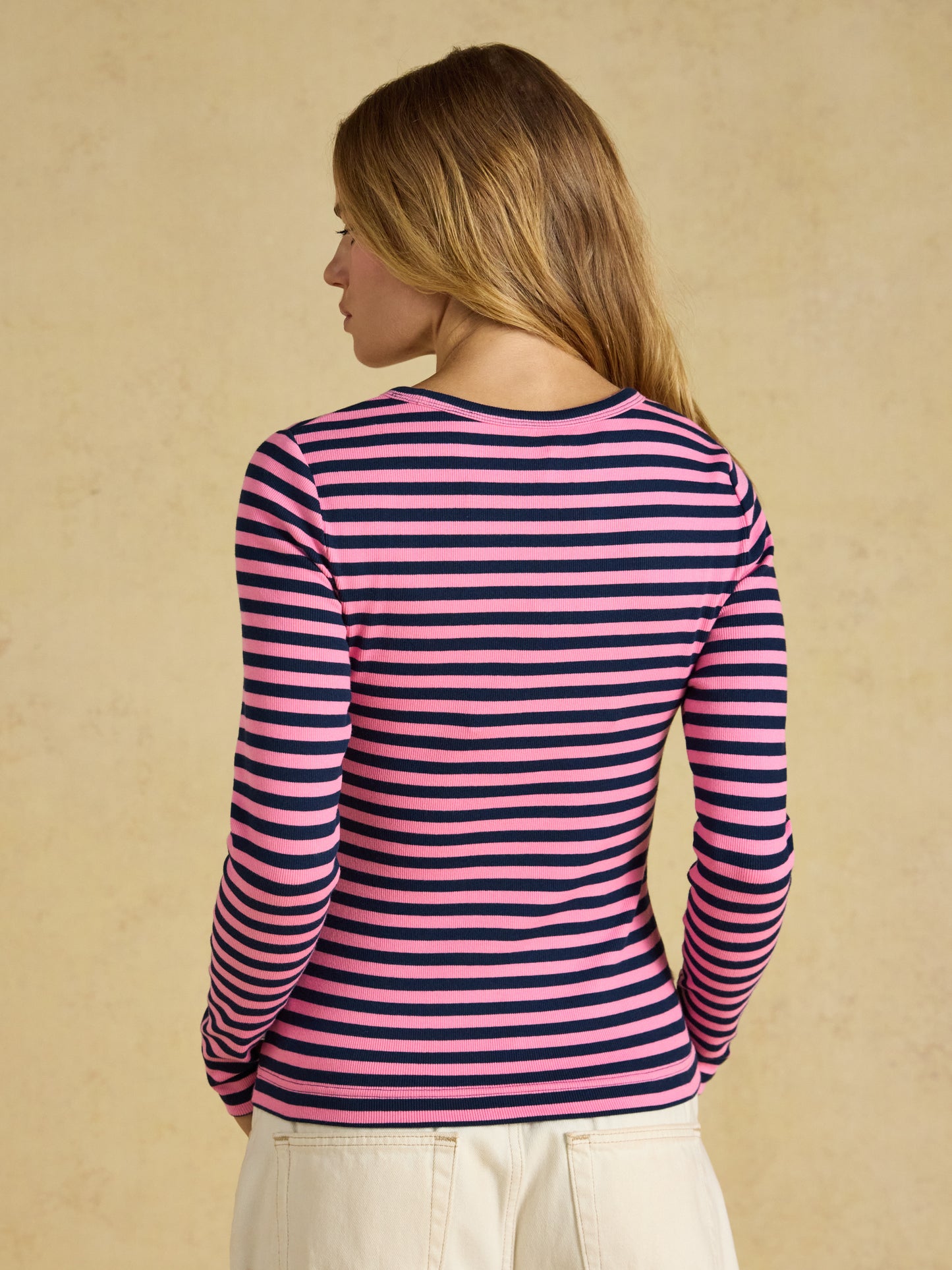 Joules Sophie Long Sleeve Ribbed Fitted Top
