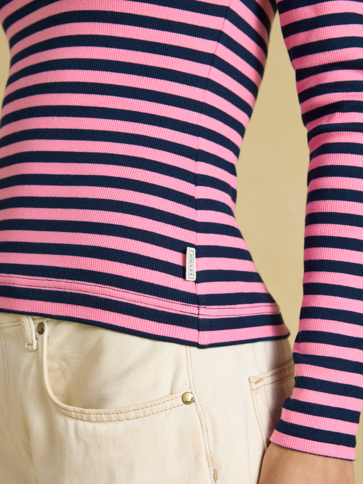 Joules Sophie Long Sleeve Ribbed Fitted Top